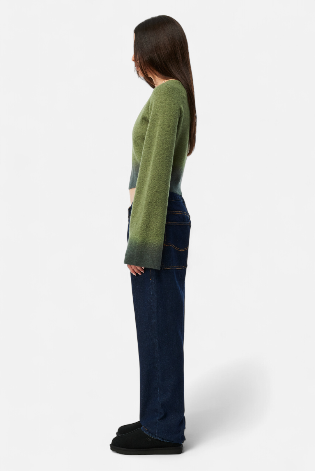 CROPPED MOHAIR KNIT｜GRADIENT OLIVE