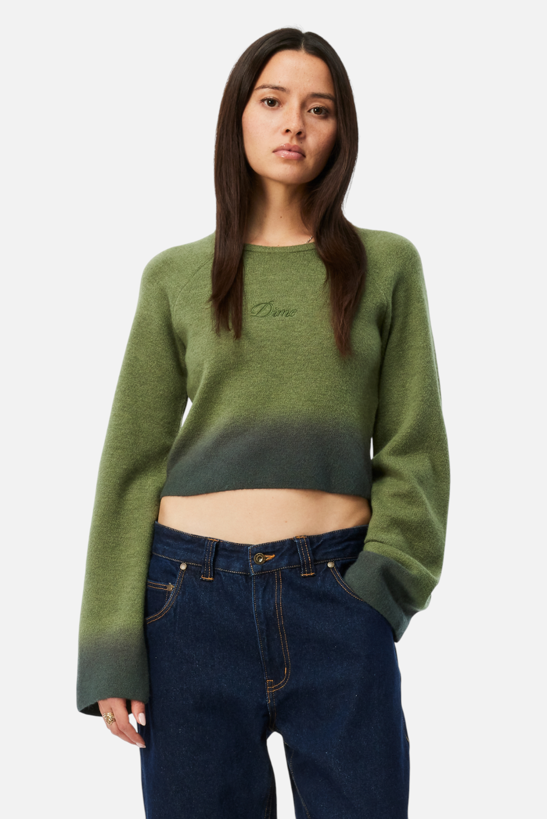 CROPPED MOHAIR KNIT｜GRADIENT OLIVE