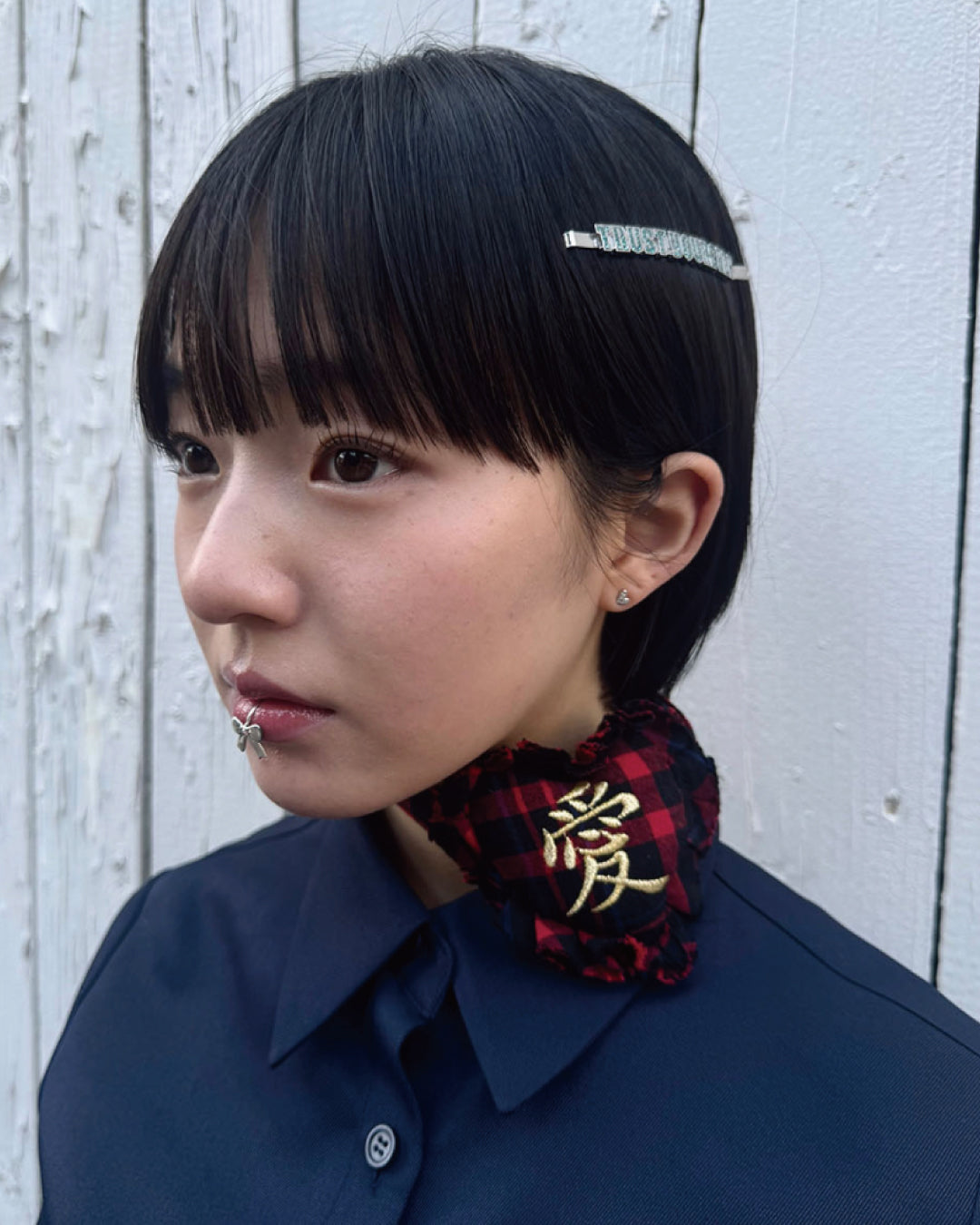 CHECK CUSHION LOVE CHOKER TWO WAY｜RED