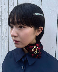 CHECK CUSHION LOVE CHOKER TWO WAY｜RED