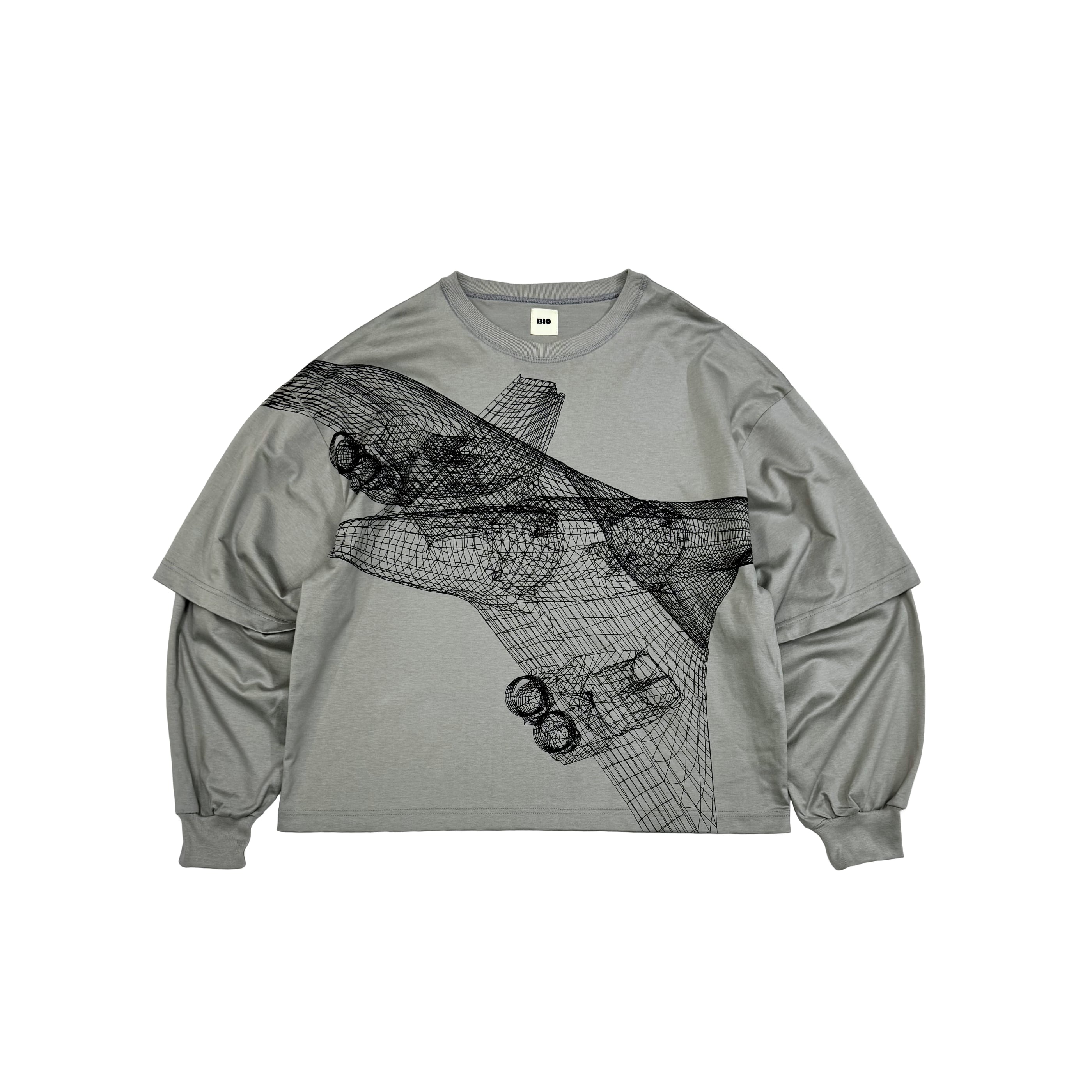 LAYERED OVERPRINTED TEE｜ GRAY