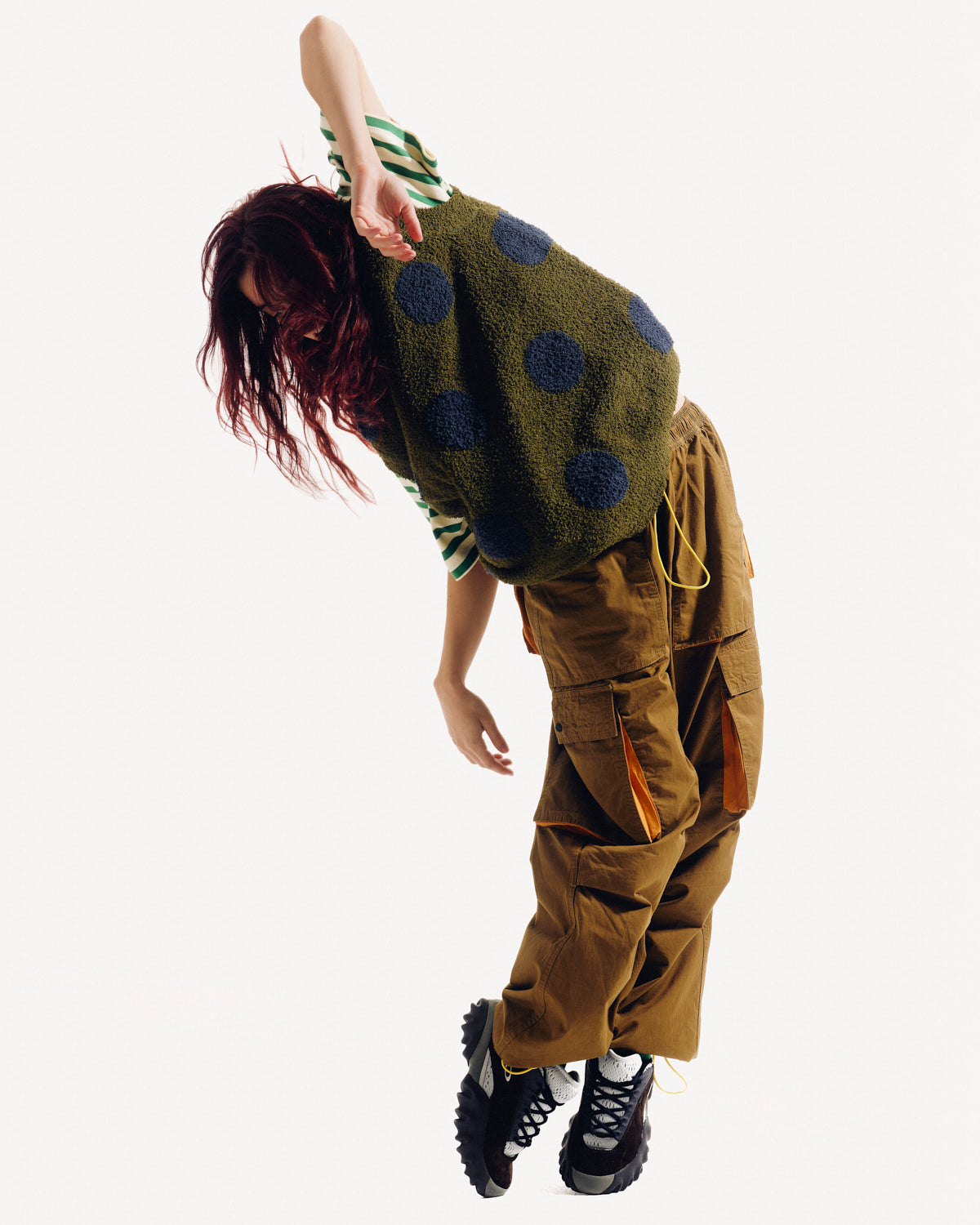 TEDDY FUR DOT KNIT VEST｜OLIVE