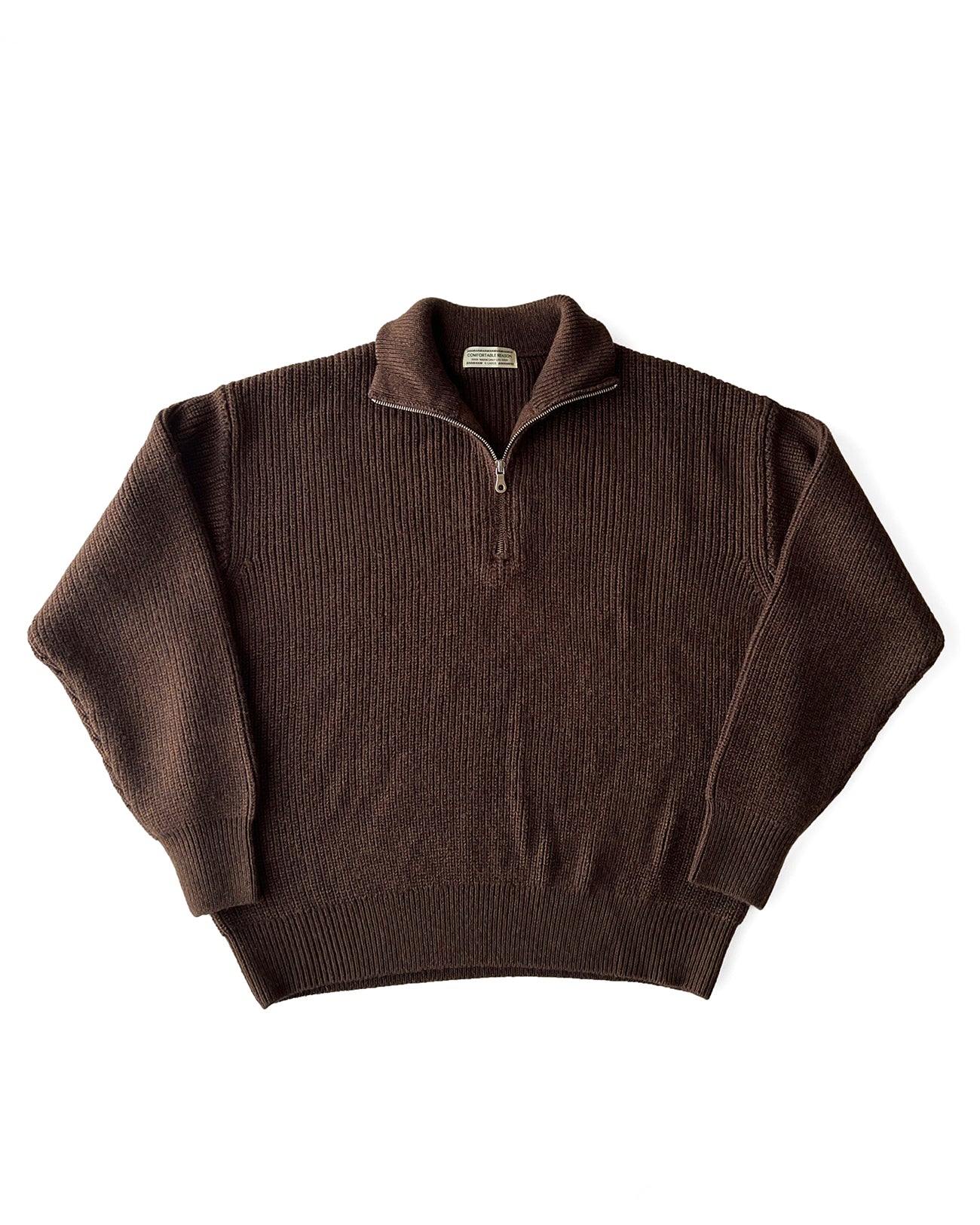 HALF ZIP KNIT｜BROWN