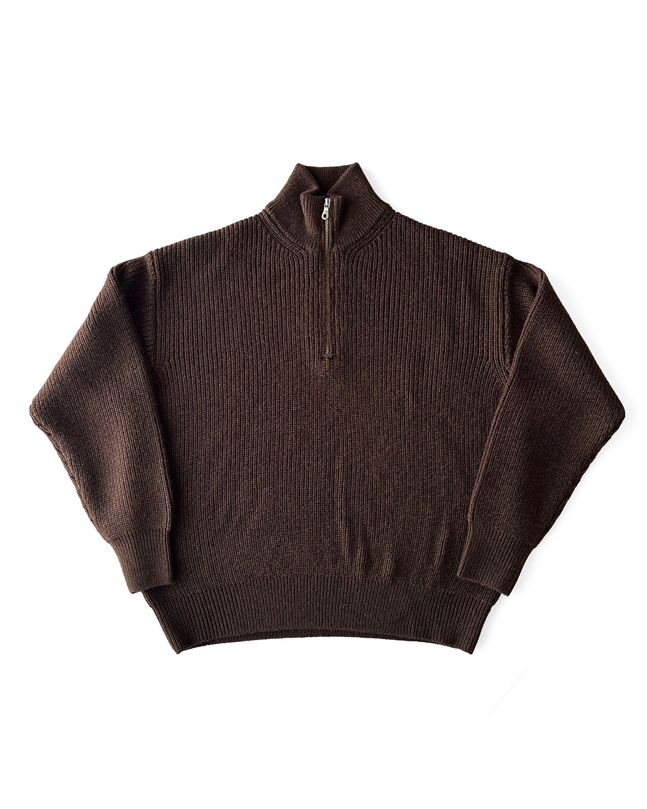 HALF ZIP KNIT｜BROWN
