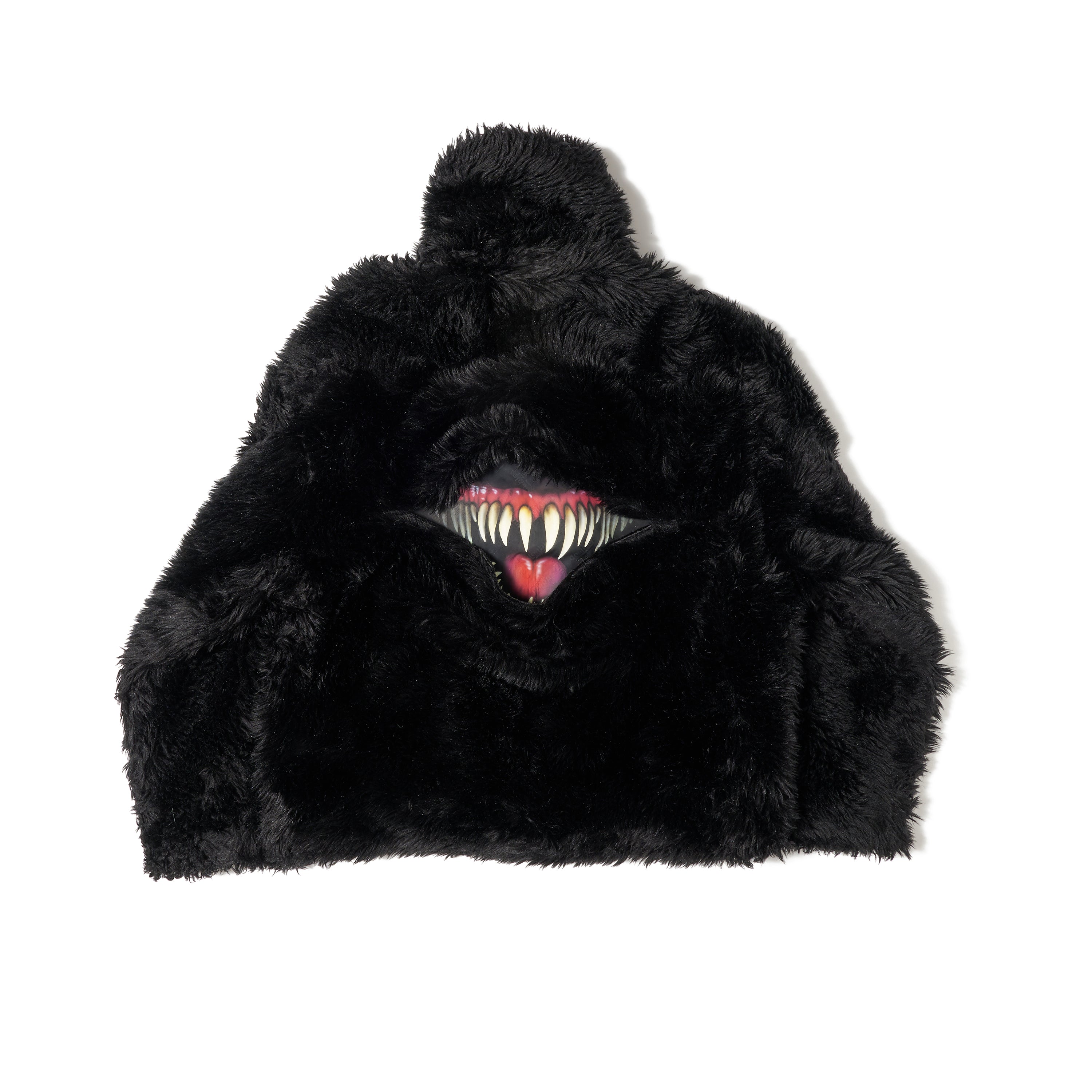 SINISTER MOUTH FAUX FUR JACKET｜BLACK