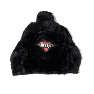 SINISTER MOUTH FAUX FUR JACKET｜BLACK
