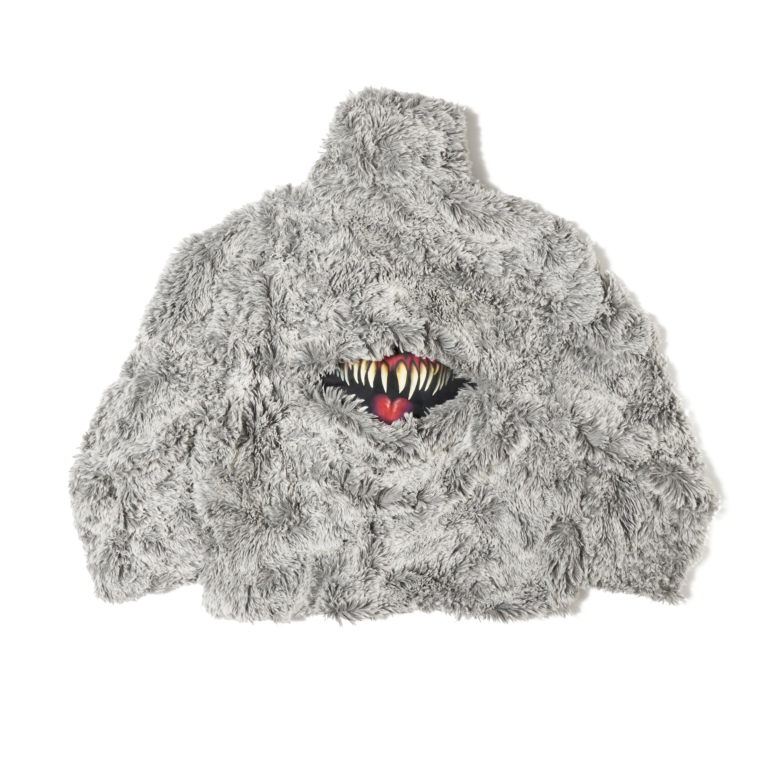SINISTER MOUTH FAUX FUR JACKET｜GREY