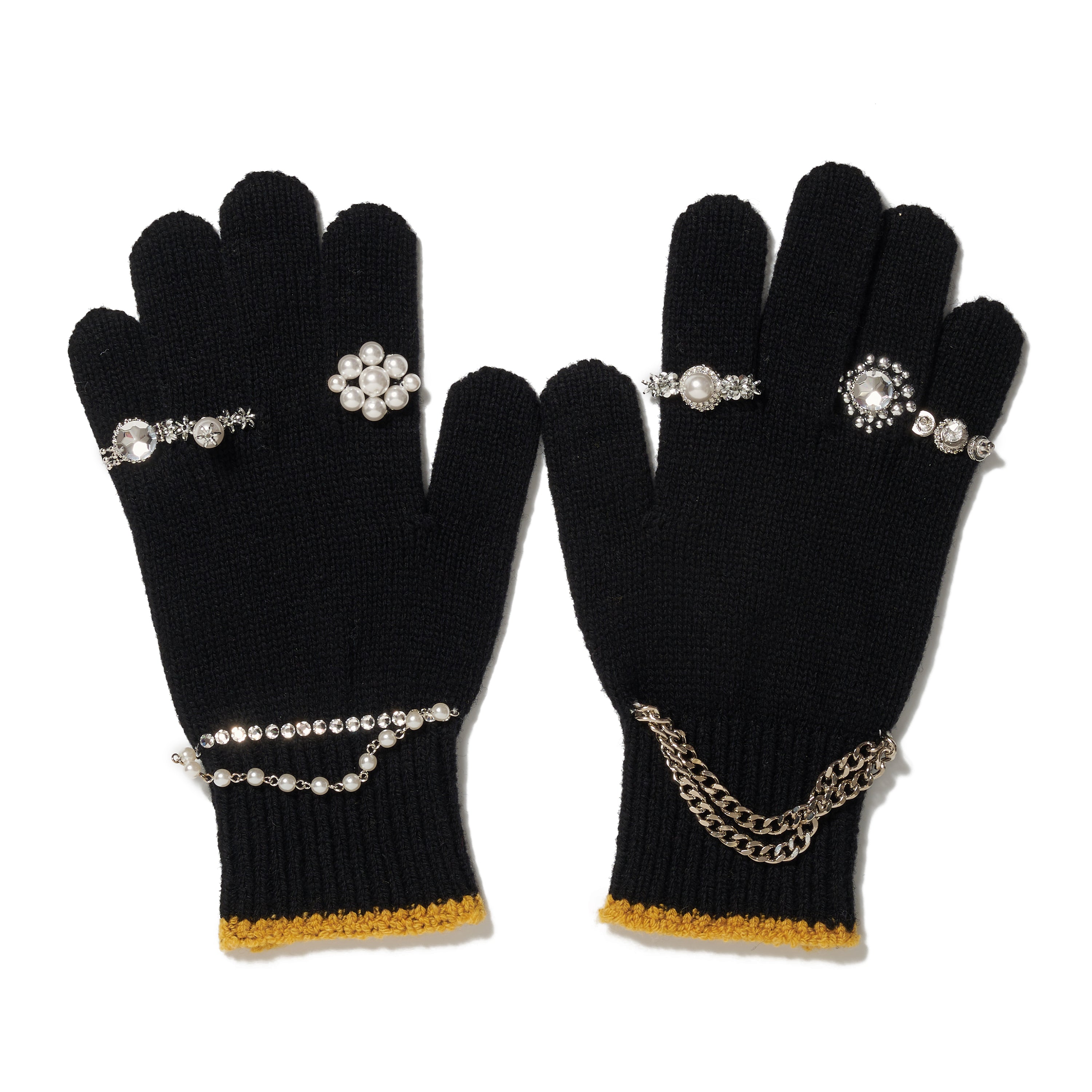 KNIT GLOVES WITH RINGS｜BLACK ｜ラスト1点