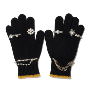 KNIT GLOVES WITH RINGS｜BLACK ｜ラスト1点