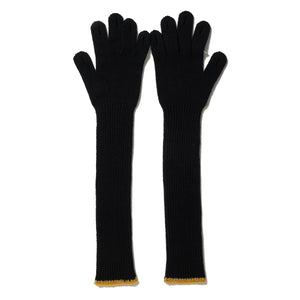 LONG KNIT GLOVES WITH RINGS｜BLACK