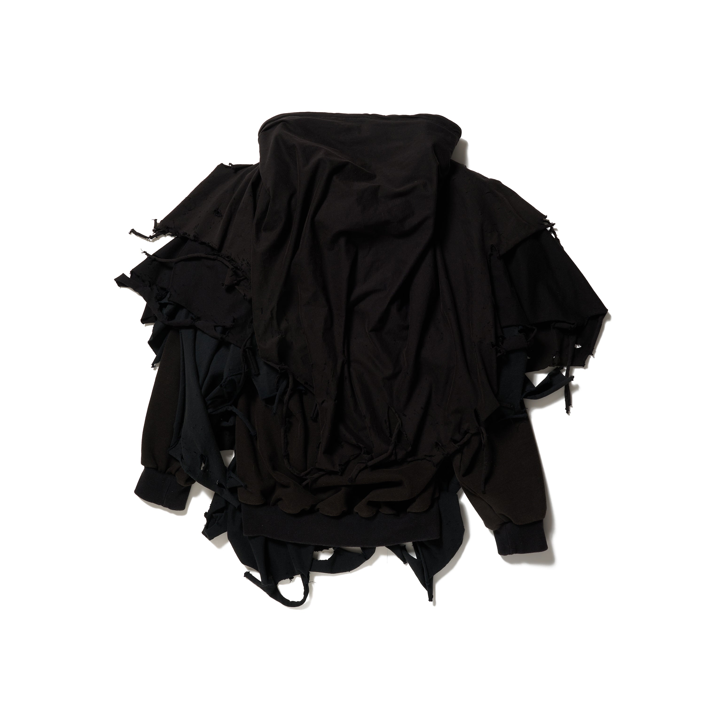 PHANTOM FRAYED HOODIE｜BLACK