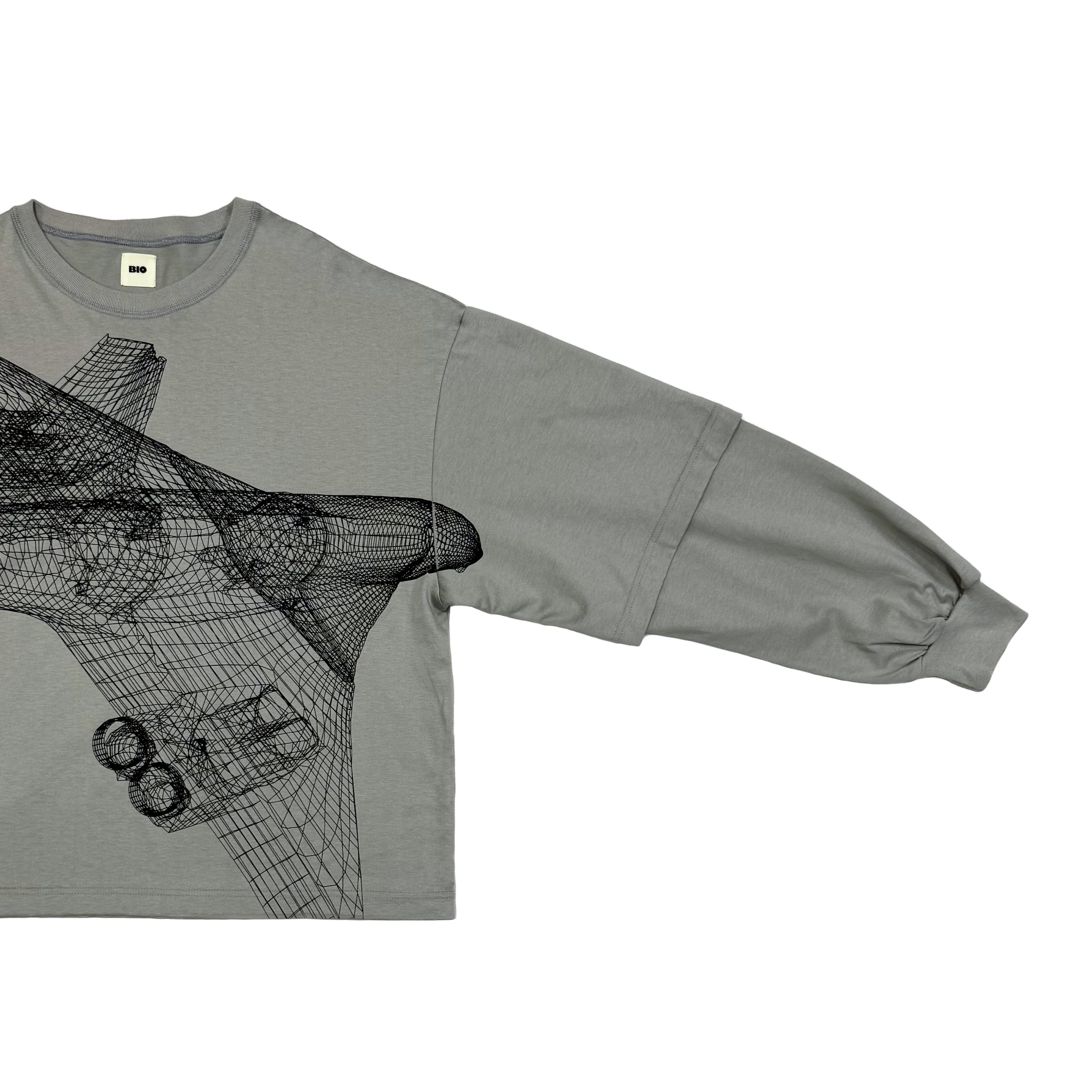LAYERED OVERPRINTED TEE｜ GRAY