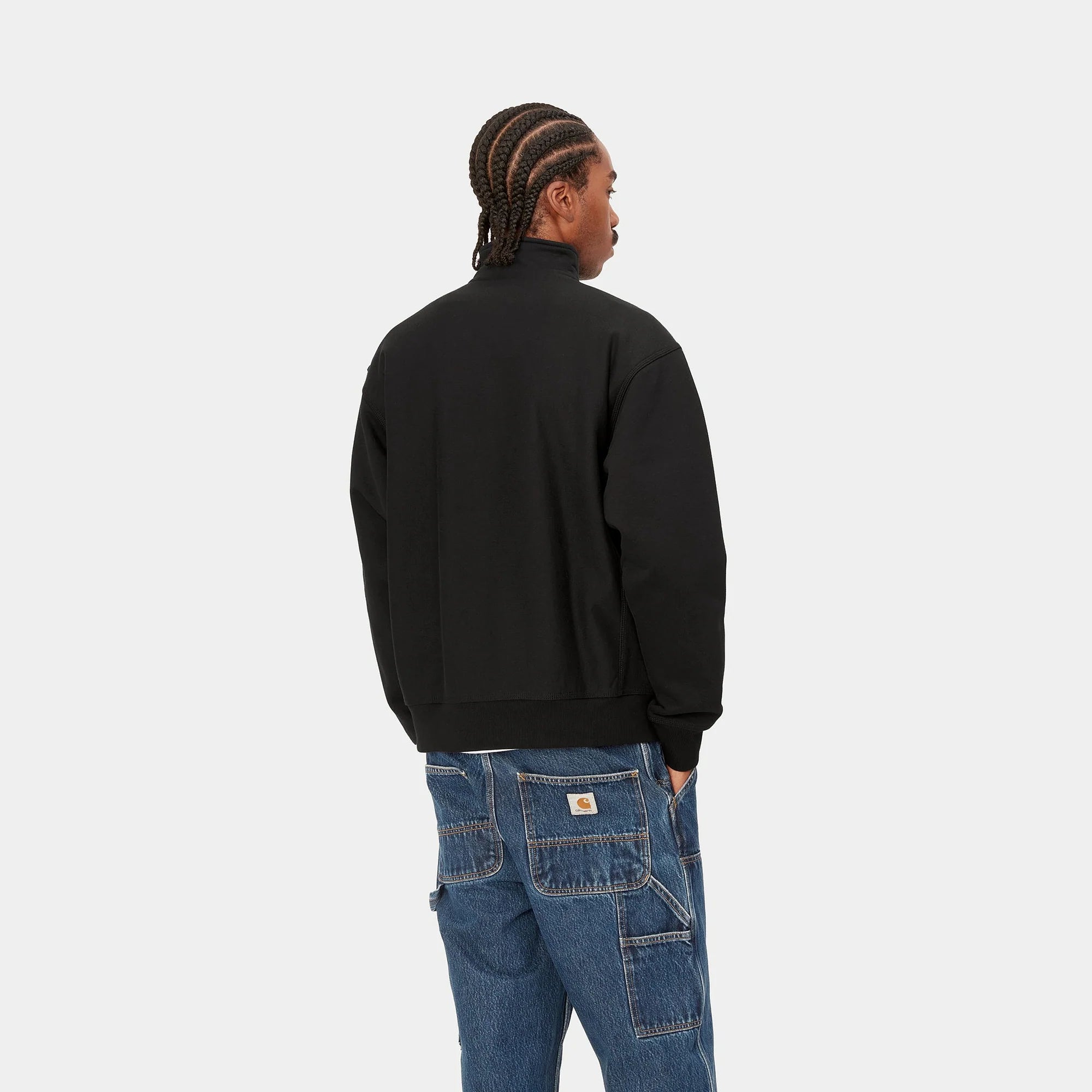 HALF ZIP AMERICAN SCRIPT SWEATSHIRT｜BLACK