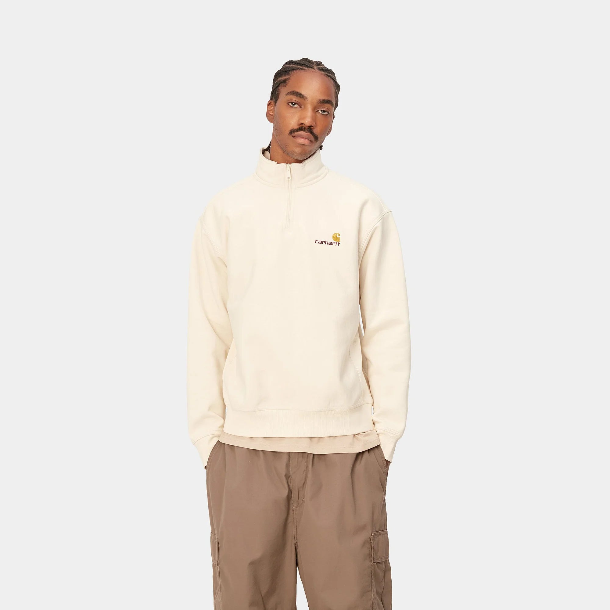 HALF ZIP AMERICAN SCRIPT SWEATSHIRT｜NATURAL
