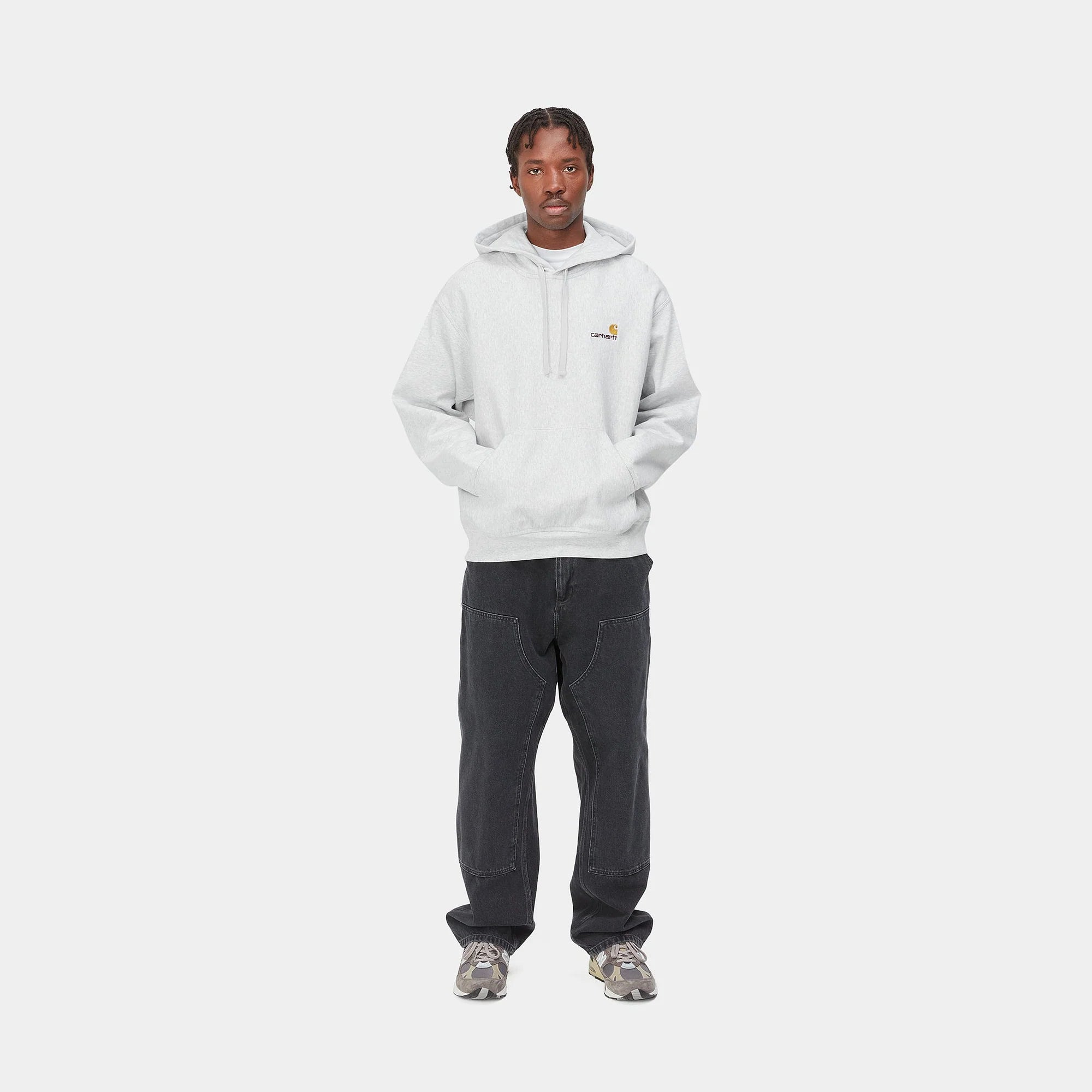 HOODED AMERICAN SCRIPT SWEATSHIRT｜ASH HEATHER