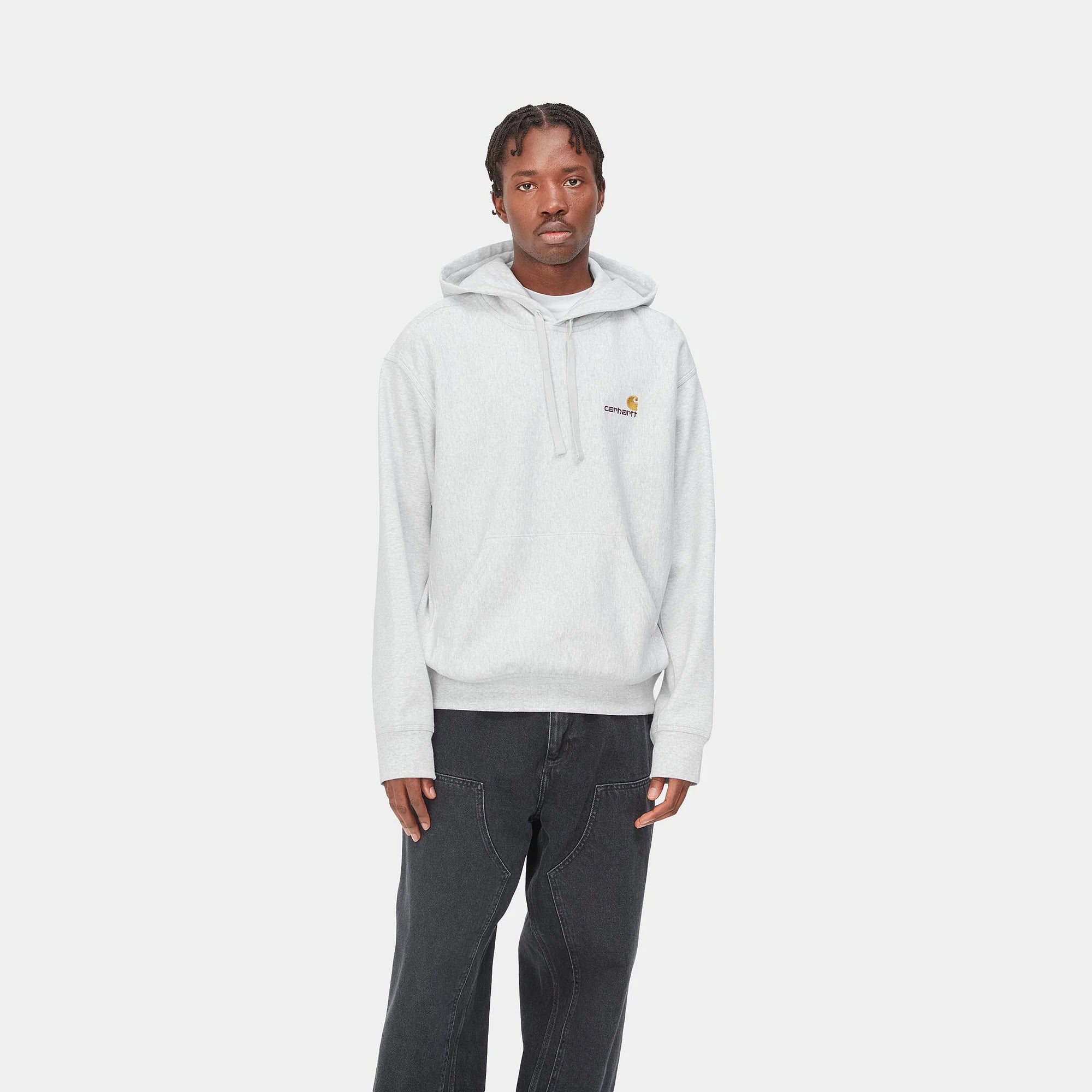 HOODED AMERICAN SCRIPT SWEATSHIRT｜ASH HEATHER