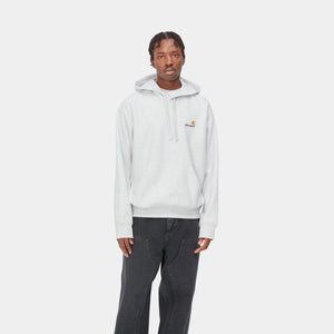 HOODED AMERICAN SCRIPT SWEATSHIRT｜ASH HEATHER