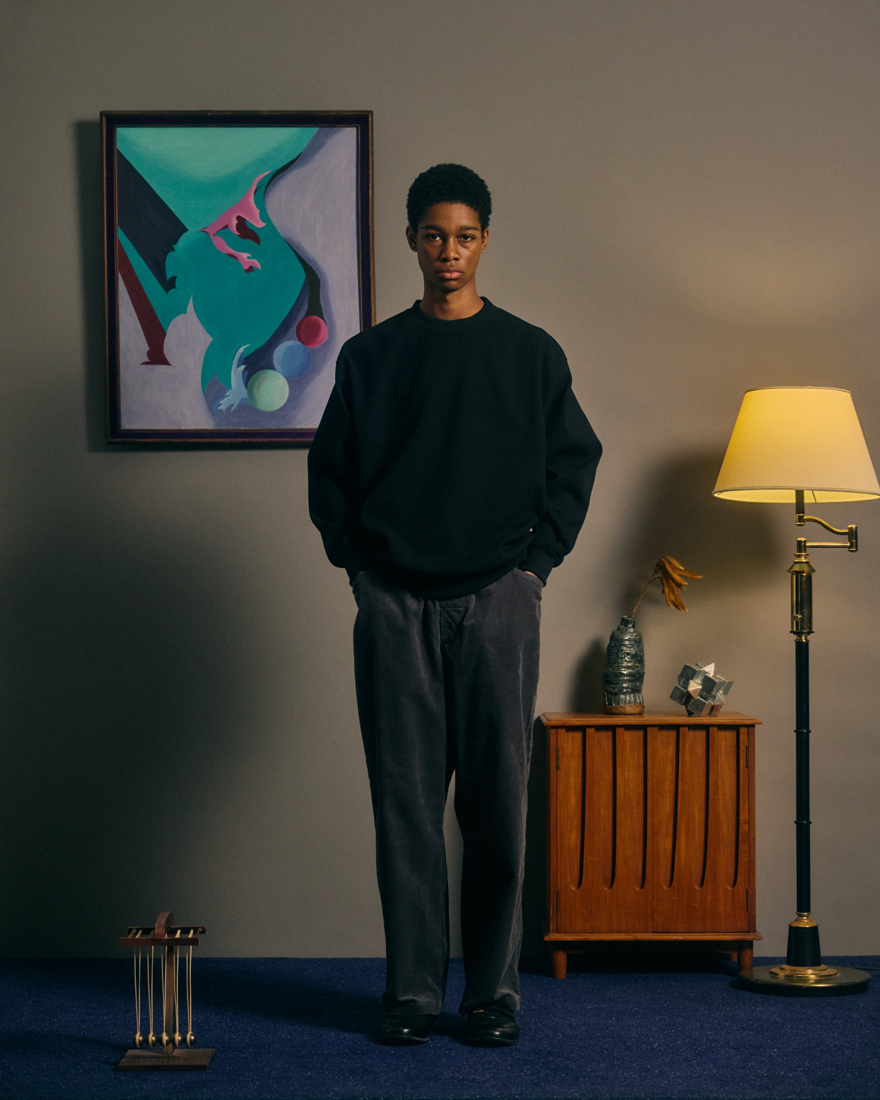 STRAIGHT CORDS SLACKS｜CHARCOAL