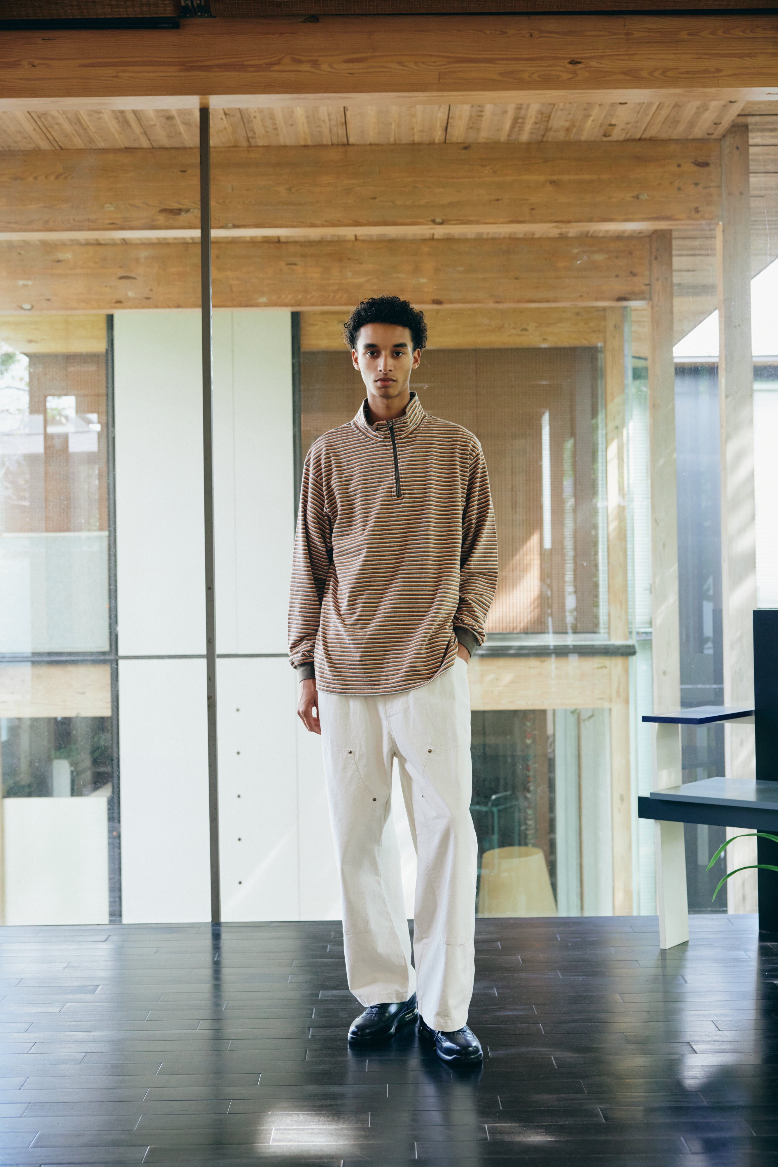 MULTI BORDER L/S STAND ZIP｜ORANGE