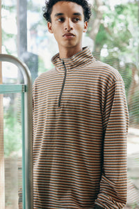 MULTI BORDER L/S STAND ZIP｜ORANGE