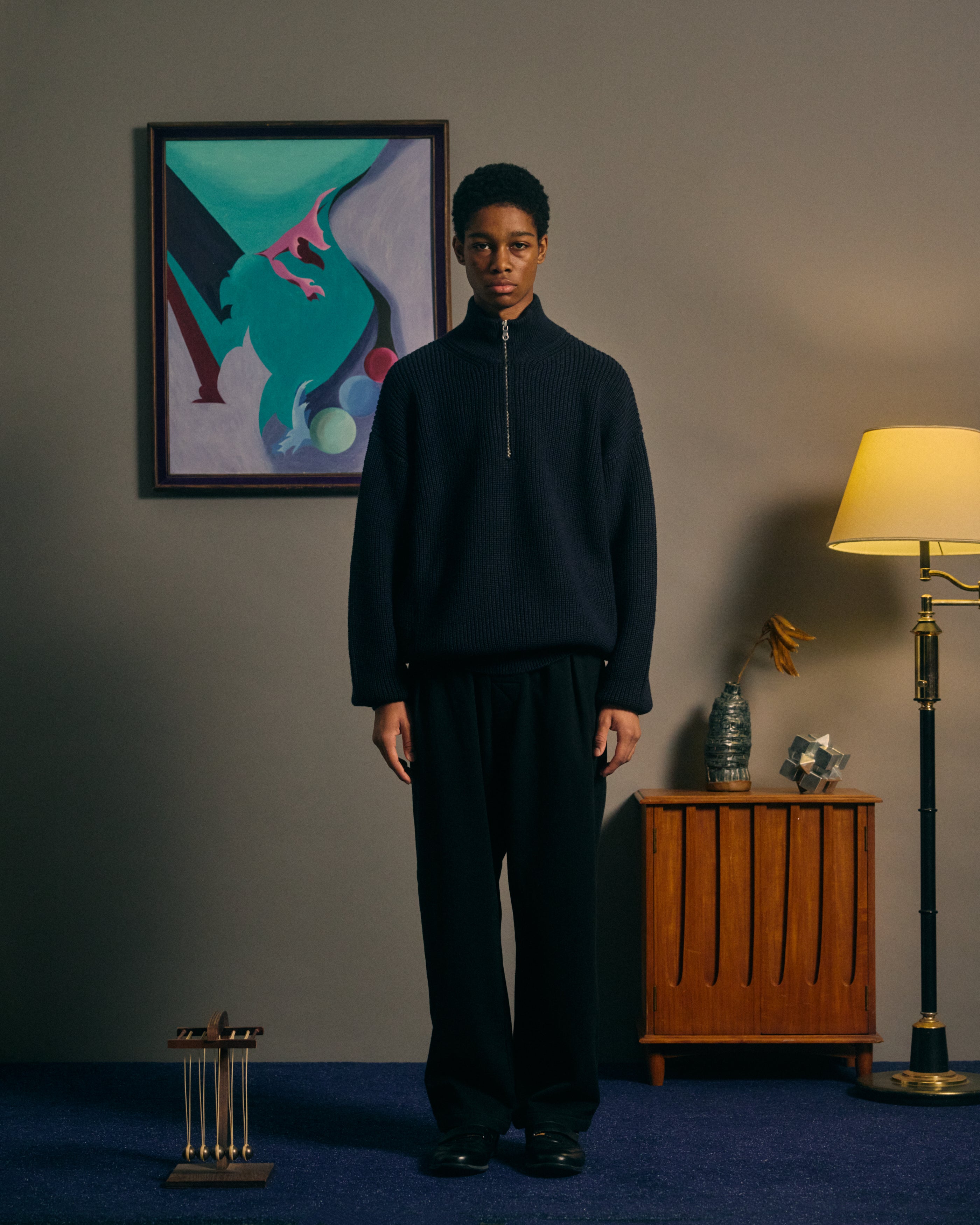 HALF ZIP KNIT｜NAVY