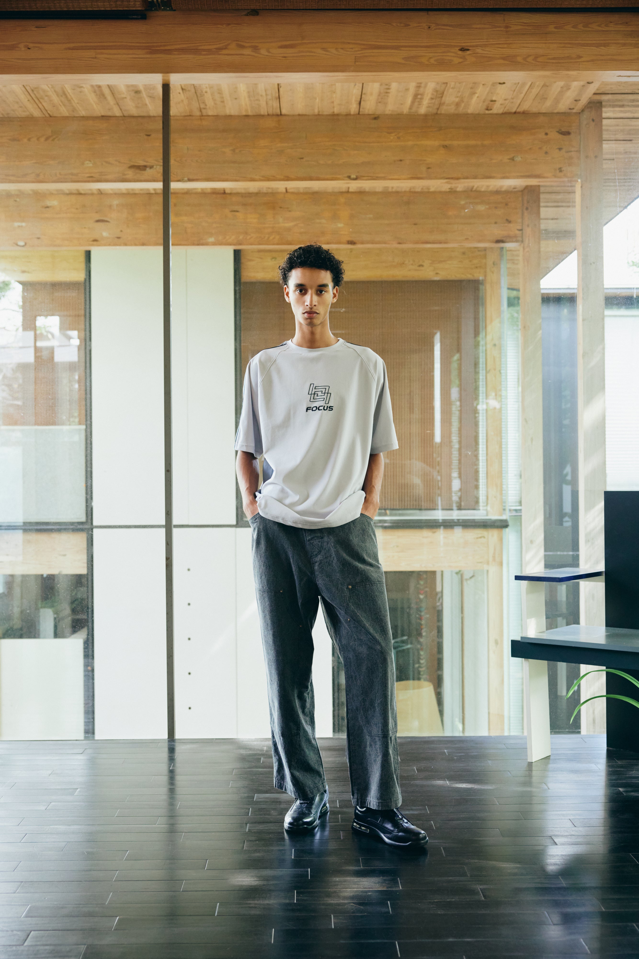 DOUBLE KNEE PIGMENT PANT｜BLACK