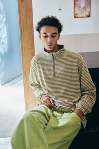 MULTI BORDER L/S STAND ZIP｜YELLOW